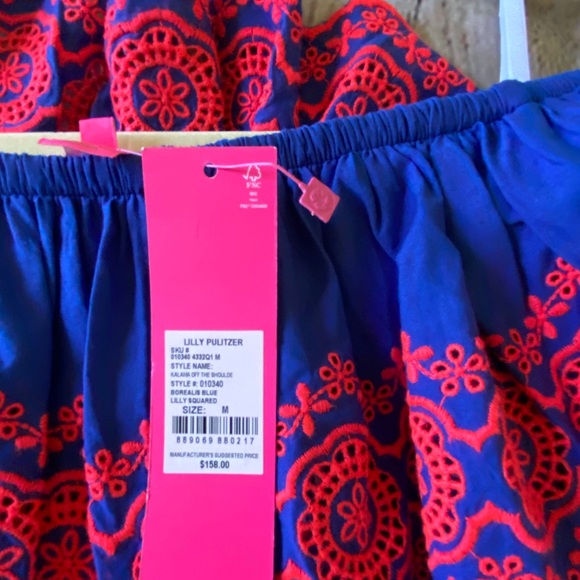 NWT Lilly Pulitzer Kalama Off-the-Shoulder Smocked Dress - Picture 12 of 14